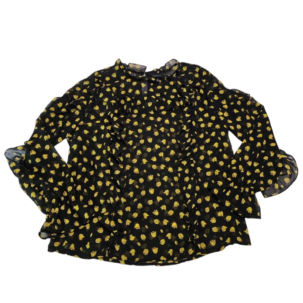 Who What Wear Floral Ruffle Blouse, Size M